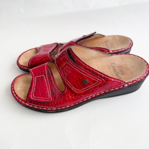 Finn Comfort Jamaica Fire Red Comfort Slip On Shoes Size 39 - Picture 5 of 6